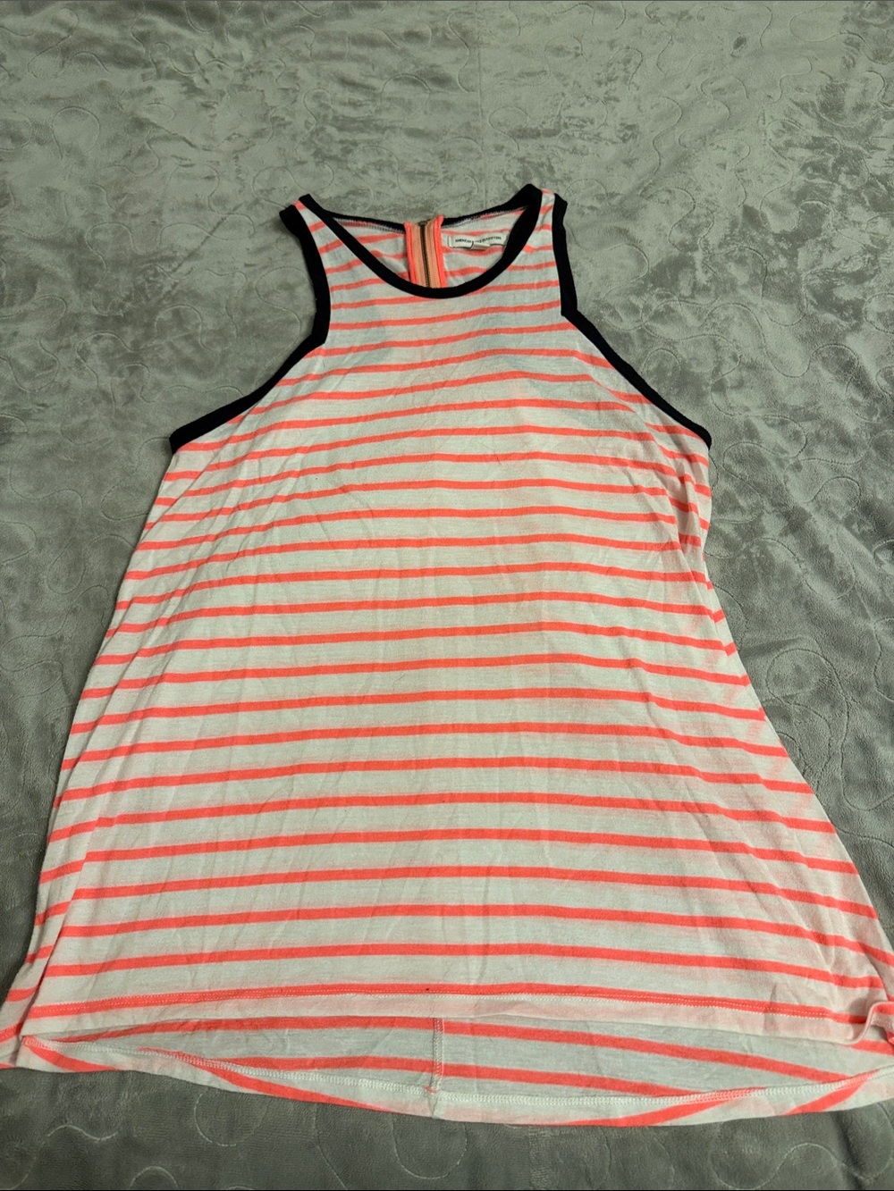 American Eagle Outfitters Coral Stripe Racerback Tank with Black Trim